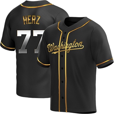 Black Golden DJ Herz Men's Washington Nationals Alternate Jersey - Replica Big Tall