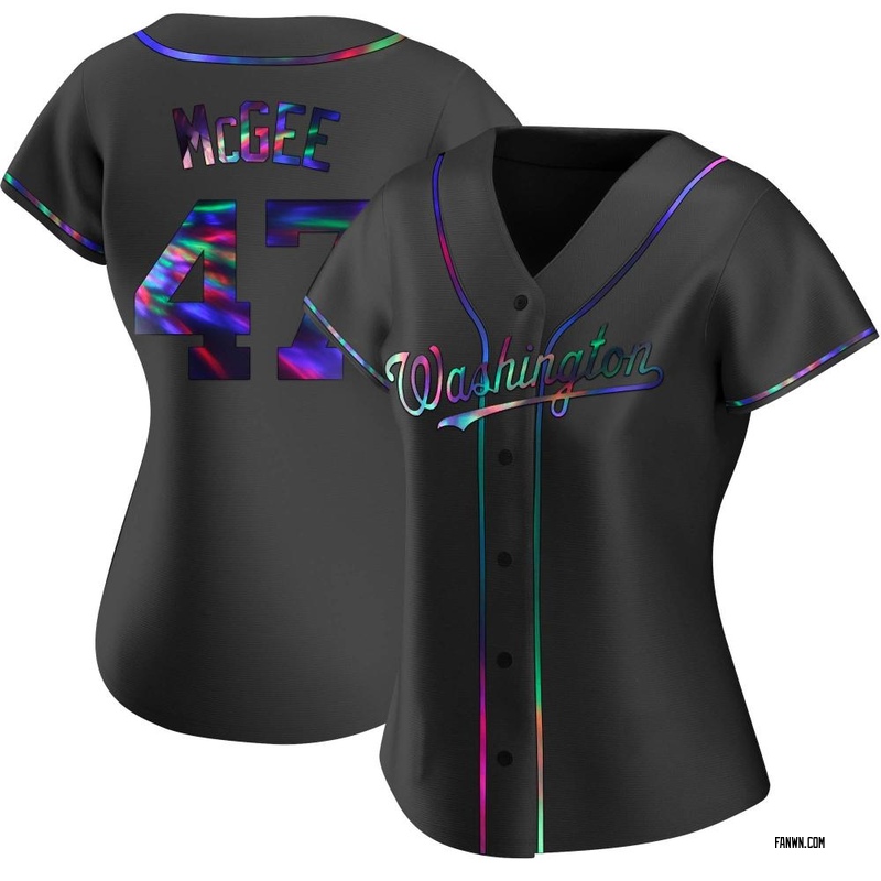 Black Holographic Jake McGee Women's Washington Nationals Alternate Jersey - Replica Plus Size