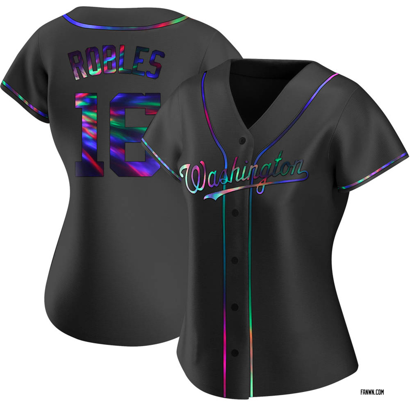 Black Holographic Victor Robles Women's Washington Nationals Alternate Jersey - Replica Plus Size