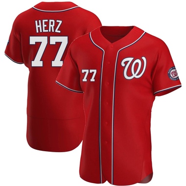 Red DJ Herz Men's Washington Nationals Alternate Jersey - Authentic Big Tall