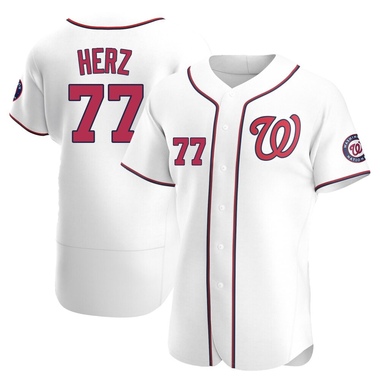 White DJ Herz Men's Washington Nationals Home Jersey - Authentic Big Tall