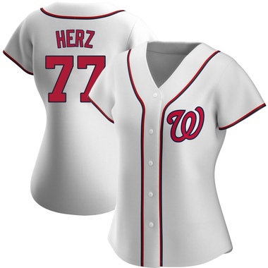 White DJ Herz Women's Washington Nationals Home Jersey - Replica Plus Size