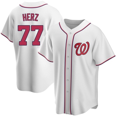 White DJ Herz Youth Washington Nationals Home Jersey - Replica